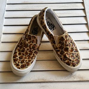 Vans Leopard Painted Loafer Slide On Shoes